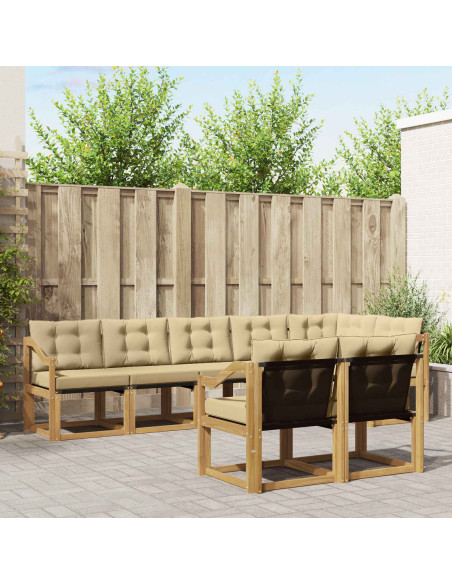 Set di divani da esterno con cuscino 8 pcs Bianco e Beige