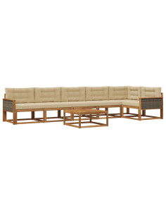 Set di divani da esterno con cuscino 7 pcs Naturale e Beige