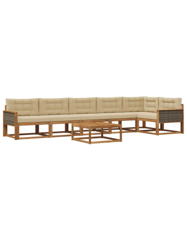 Set di divani da esterno con cuscino 7 pcs Naturale e Beige