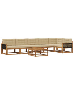 Set di divani da esterno con cuscino 7 pcs Naturale e Beige