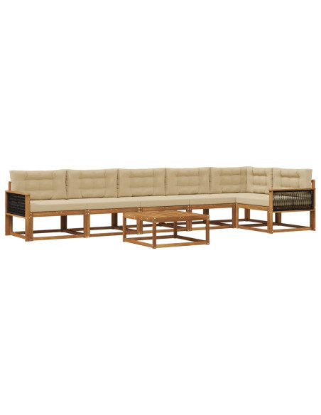 Set di divani da esterno con cuscino 7 pcs Naturale e Beige