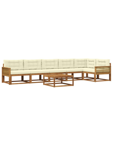 Set di divani da esterno con cuscino 7 pcs Naturale e Crema