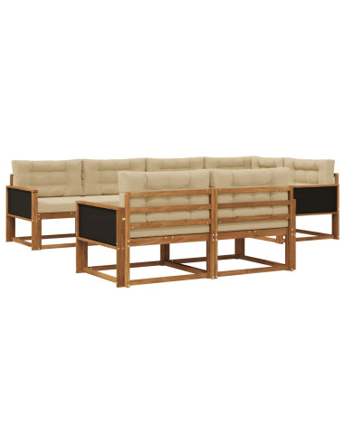Set di divani da esterno con cuscino 7 pcs Naturale e Beige