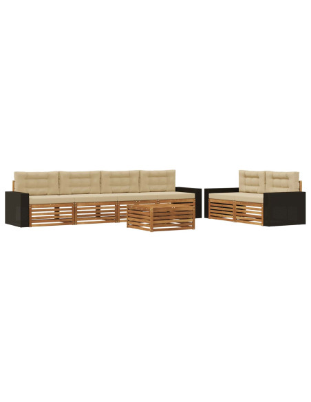 Set di divani da esterno 7 pcs Naturale e Beige Poliestere