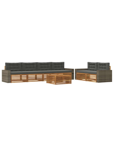 Set di divani da esterno 7 pcs Naturale e Antracite Poliestere