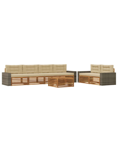 Set di divani da esterno 7 pcs Naturale e Beige Poliestere
