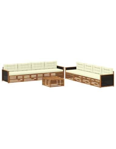 Set di divani da esterno 9 pcs Naturale e Crema Poliestere
