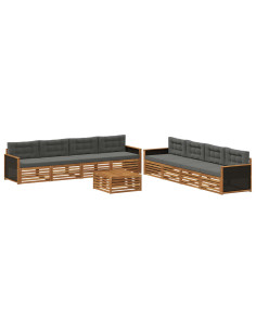 Set di divani da esterno 9 pcs Naturale e Antracite Poliestere