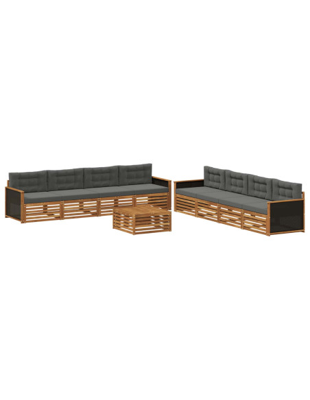 Set di divani da esterno 9 pcs Naturale e Antracite Poliestere