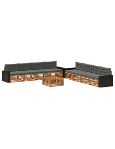 Set di divani da esterno 9 pcs Naturale e Antracite Poliestere