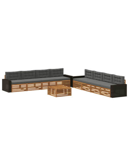 Set di divani da esterno 9 pcs Naturale e Antracite Poliestere