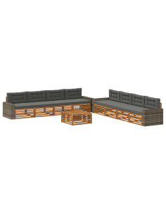 Set di divani da esterno 9 pcs Naturale e Antracite Poliestere