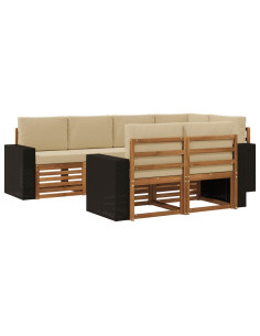 Set divano sezionale con cuscino 7 pcs Naturale e Beige