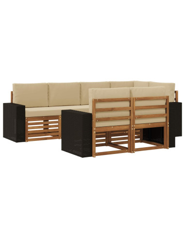 Set divano sezionale con cuscino 7 pcs Naturale e Beige