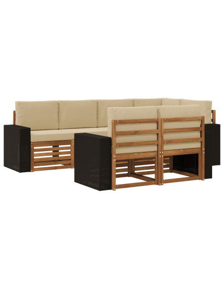 Set divano sezionale con cuscino 7 pcs Naturale e Beige