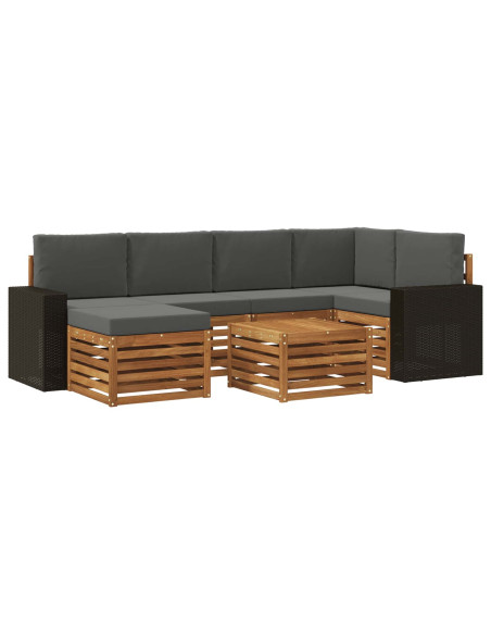 Set divano sezionale con cuscino 7 pcs Naturale e Antracite