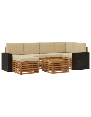 Set divano sezionale con cuscino 7 pcs Naturale e Beige