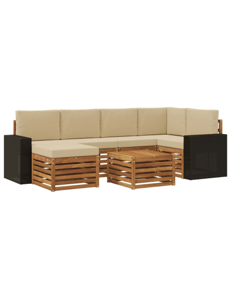 Set divano sezionale con cuscino 7 pcs Naturale e Beige