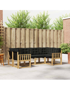 Set di divani da esterno con cuscino 6 pcs Bianco e Nero