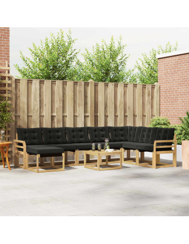 Set di divani da esterno con cuscino 9 pcs Bianco e Nero