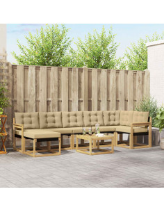 Set di divani da esterno con cuscino 8 pcs Bianco e Beige