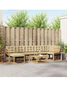 Set di divani da esterno con cuscino 8 pcs Bianco e Beige