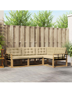 Set di divani da esterno con cuscino 4 pcs Bianco e Beige