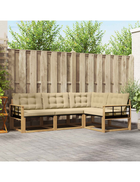 Set di divani da esterno con cuscino 4 pcs Bianco e Beige