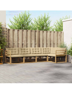 Set di divani da esterno con cuscino 5 pcs Bianco e Beige