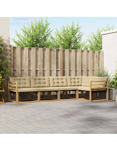 Set di divani da esterno con cuscino 5 pcs Bianco e Beige