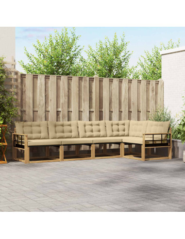 Set di divani da esterno con cuscino 5 pcs Bianco e Beige