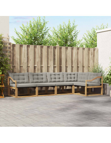 Set di divani da esterno 5 pcs Bianco e Grigio Chiaro