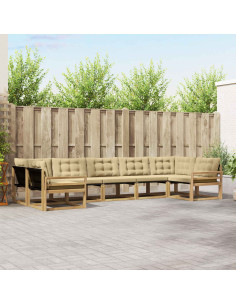 Set di divani da esterno con cuscino 7 pcs Bianco e Beige