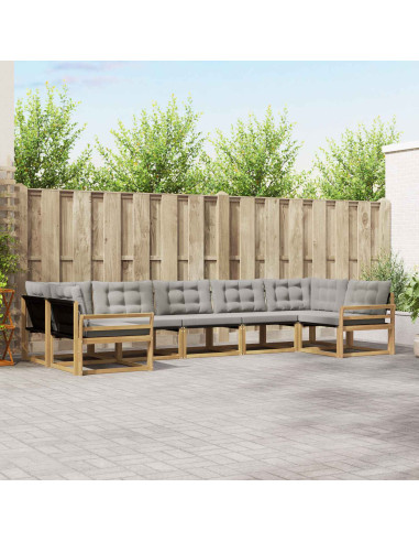 Set di divani da esterno 7 pcs Bianco e Grigio Chiaro