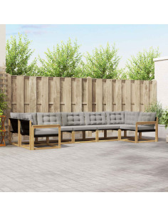 Set di divani da esterno 7 pcs Bianco e Grigio Chiaro