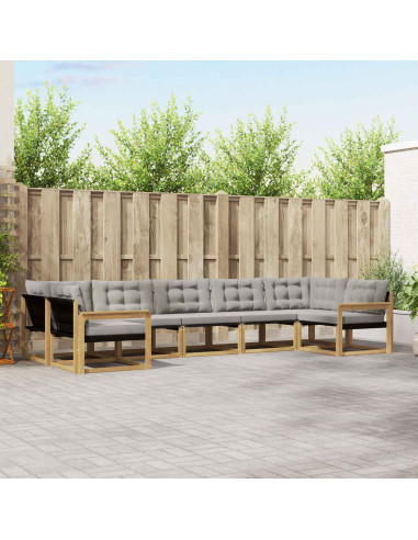 Set di divani da esterno 7 pcs Bianco e Grigio Chiaro