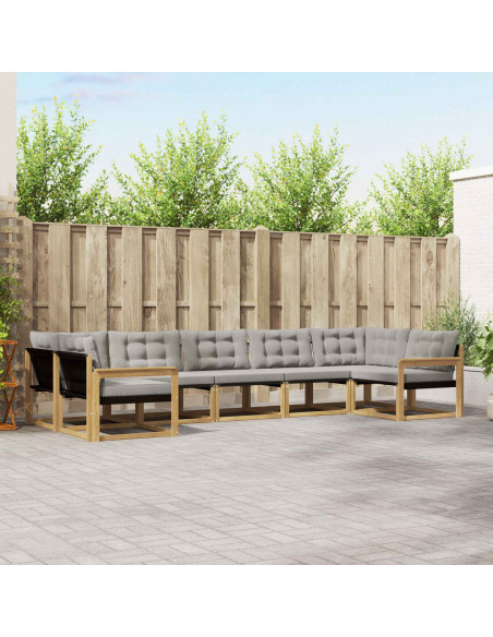 Set di divani da esterno 7 pcs Bianco e Grigio Chiaro