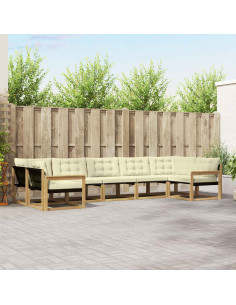 Set di divani da esterno con cuscino 7 pcs Bianco e Crema