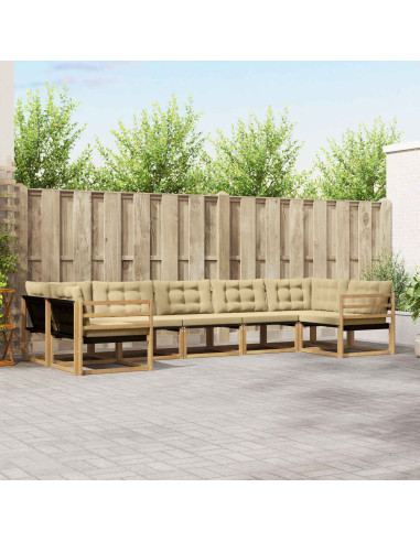 Set di divani da esterno con cuscino 7 pcs Bianco e Beige