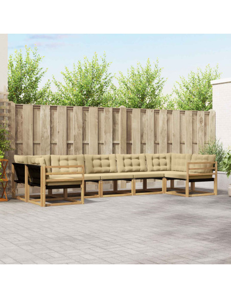Set di divani da esterno con cuscino 7 pcs Bianco e Beige