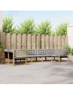Set di divani da esterno 7 pcs Bianco e Grigio Chiaro