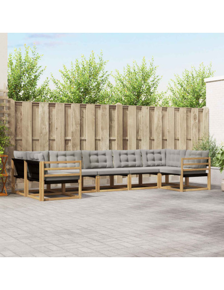 Set di divani da esterno 7 pcs Bianco e Grigio Chiaro