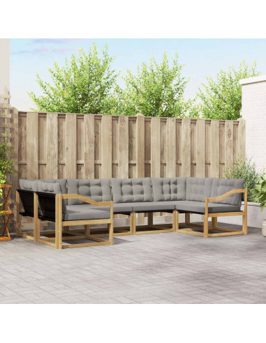 Set di divani da esterno 6 pcs Bianco e Grigio Chiaro