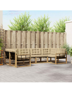 Set di divani da esterno con cuscino 6 pcs Bianco e Beige