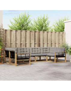 Set di divani da esterno 6 pcs Bianco e Grigio Chiaro
