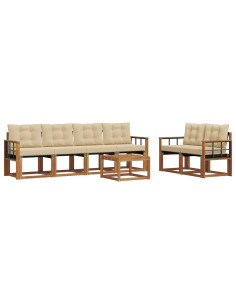 Set di divani con cuscino 7 pcs Naturale e Beige 2