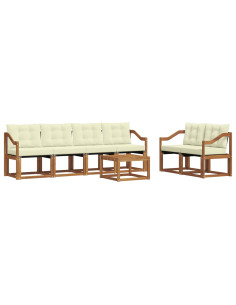 Set di divani con cuscino 7 pcs Naturale e Crema 2