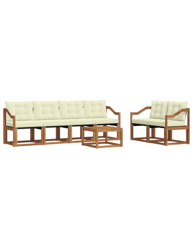Set di divani con cuscino 7 pcs Naturale e Crema