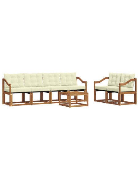 Set di divani con cuscino 7 pcs Naturale e Crema