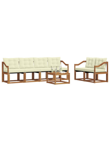 Set di divani con cuscino 7 pcs Naturale e Crema